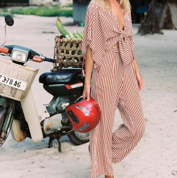 Faithfull the Brand Pants - Faithfull the Brand Tilos Stripe Jumpsuit Sz S